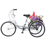 ZNTS Adult Tricycle Trikes,3-Wheel Bikes,24 Inch Wheels Cruiser Bicycles with Large Shopping Basket for W101952728