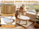 Multi-Level Cat Tree with 2 Wicker Baskets & Sisal Scratching Posts Indoor Cat Tower 01745223