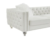 Beige, Two-seater Sofa, Velvet Crystal Buckle Upholstery Sofa, Crystal Feet, Removable Cushion, Two 93846557