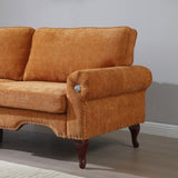 80-Inch Modern Linen 3 seat Sofa with Wooden Legs & Crystal button and Copper Nail, Tufted Backrest, W1117P268791