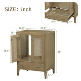 24" Bathroom Vanity without Sink, Base Only, Rattan Cabinet with Doors and Drawer, Solid Frame and WF297609AAD