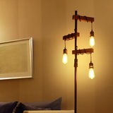 Dimmable Industrial Floor Lamp, Farmhouse Tree Floor Lamp, 68 Inch 3 Lights Wood Standing Lamp, W2738P227440