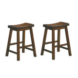 24-inch Counter Height Stools 2pc Set Saddle Seat Solid Wood Cherry Finish Casual Dining Furniture B01151978