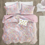 Metallic Printed Plush Comforter Set with Throw Pillow Twin/Twin XL B035P294498