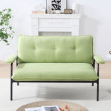 The 53-inch green sofa offers a spacious layout in the small apartment, easily handling various W3371P309475