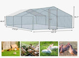5.4*2.7*2m/18.7x8.8x6.5 ft Silver Spire Assembled 180g PE Rain Cloth Metal Chicken/Rabbit Cage 41569190