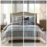 7 Piece Comforter Set Blue Queen B03597161