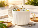 3-in-1 Outdoor Cooler Side Table, 6.2 Gallon Insulated Ice Bucket Table, All-Weather HDPE PP Patio 54429576