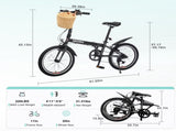 20 Inch Folding Bike for Adults with Basket, Phone Holder & Fenders, Steel Frame 6-Speed City W1019P352739