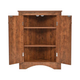 Brown Triangle Bathroom Storage Cabinet with Adjustable Shelves, Freestanding Floor Cabinet for Home WF291467AAD