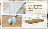 43.3 Inch Modern Two-Tier Coffee Table - Clear Tempered Glass and Natural Wood Grain, W1151P232622
