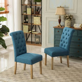 Habit Solid Wood Tufted Parsons Dining Chair, Set of 2, Blue T2574P164541
