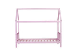 Twin House Bed with Headboard and Footboard, Twin Rubber Wood Bed with House Frame,Pink W504P225964