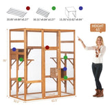 ZNTS Outdoor Cat Enclosure, Large Wood Cat Cage with Sunlight Top Panel, Perches, Sleeping Boxes, Pet W2181P152977