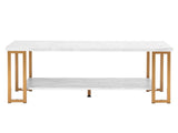 (106 x 50 x 48cm) Simple Double-layer Golden Iron Pipe Marble PVC Coffee Table Rectangular 28906257