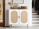 2-door vertical shoe cabinet particle board plastic rattan white frame original wood rattan 97933148