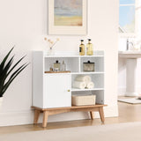 Colorblocking Storage Cabinet with Solid Wood Base & feet, Floor Cabinet for Bedroom Living Room W1801P195703
