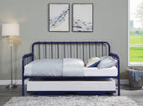 Daybed with Lift-up Trundle 1pc Navy Blue Finish Metal Frame Classic Design Home Furniture B011P332229