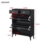 Large size Shoe Cabinet,Free Standing Tipping Bucket Shoe Rack Organizer with 2 Flip Drawers&2 W2516P270525