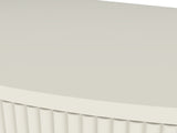 Artisan-Crafted Wave-Pattern Demi-Lune Console Table with Creamy White Finish,Unique Half Moon 23846841