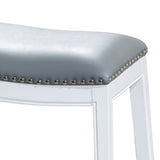 30" Bar Stool, White Finish, Black Leather Seat B04682772