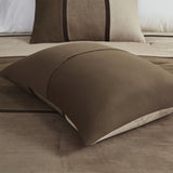 7 Piece Faux Suede Comforter Set Brown Cal King B03596969