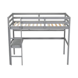 ZNTS Twin Size Loft Bed with desk and shelves, Safety Guardrail and ladder,Grey W504P181852