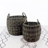 2-Pack Stackable Hand Woven Wicker Storage and Laundry Basket with Handles B046P144640