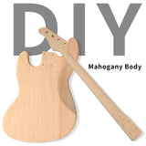 ZNTS DIY 4 String Jazz Style Electric Bass Guitar Kits with Mahogany Body, Maple Neck and Accessories 06041043