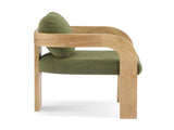 2-Pack Dining Chairs with Pillow Back, Green Boucle Fabric, Natural Color Solid Wood Frame N779P298399D