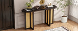 TREXM Farmhouse Rattan Console Entryway, Narrow Console with Storage, Hallway N715P245743P