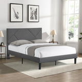 Full Size Upholstered Platform Bed Frame with Headboard, Strong Wood Slat Support, Mattress W2297P347432