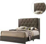 Contemporary 1pc Queen Size Bed Bedroom Furniture Tufted Design Headboard Rubberwood 1pc Bedframe B011P236787