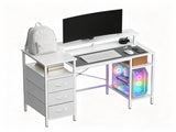 3-Drawer 4-Shelf P2 Particleboard Iron Pipe Computer Desk with Power Strip 03545599