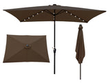 10 x 6.5t Rectangular Patio Umbrella Solar LED Lighted Outdoor Market Table Waterproof Umbrellas W65627944