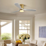 52 Inch Decorative LED Ceiling Fan With Dimmable LED Light 6 Speed Remote 3 Solid Wood Blades W934102584