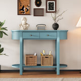 TREXM Elegant Retro Console Table with Curved Design Smooth Glaze for Entryways, Living Rooms N715P230796C