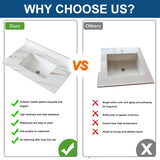 37 Inch Marble Vanity Top, Bathroom Vanity Top with Undermount Rectangular Middle Sink and 4" Height 11940438