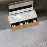 60'' Floating Bathroom Vanity Sink Combo, Modern Wall-Mounted Striped Bathroom Storage Cabinet W1573P265204