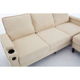 beige color knock down 3-seat combo sofa with storage ottoman for living room apartment bedroom and W2603P171561
