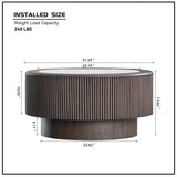 31.5 inch Modern Faux Marble Pattern Stickers Coffee Round Coffee for Living Room,Small W2582P312644