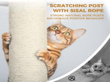84 in Beige cat tree tower with large condo sisal scratching post big hammock and top platform W243P382891
