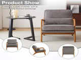 Low Arm Accent Chair - Light Gray Corduroy Upholstered Indoor Lounge Chair, Compact Single Seater 44914714
