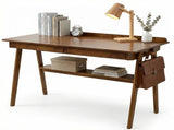 Solid Wood Writing Desk, Home Office Desk for Small Spaces, Mid Century Modern Desks with 2 Drawers 56061304