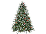 5FT Christmas Tree with 1131 Tips, Red Berries & Pine Cones Snow-Dusted PEPVC Branches, Hinged 84431648