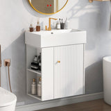 ZNTS [Video]21.6inch Modern Floating Bathroom Vanity with Ceramic Basin - Perfect for Small Bathrooms, WF318758AAK