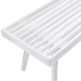 Larwich Solid Wood Slatted Bench, 41.30-Inch Long, White T2574P164600
