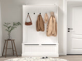 Entryway Bench with Standing Coat Rack, Hall Tree with Shoe Storage Bench, Entryway Organizer with 5 W409P262447