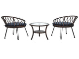Outdoor Leisure Set, 2 Rattan Single Chairs with A Glass Round Table, Perfectly Suited for N711P256422C