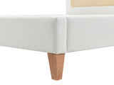 Haley Upholstered Cane-Back Platform Bed, King, Antique White Polyester B2719P238202
